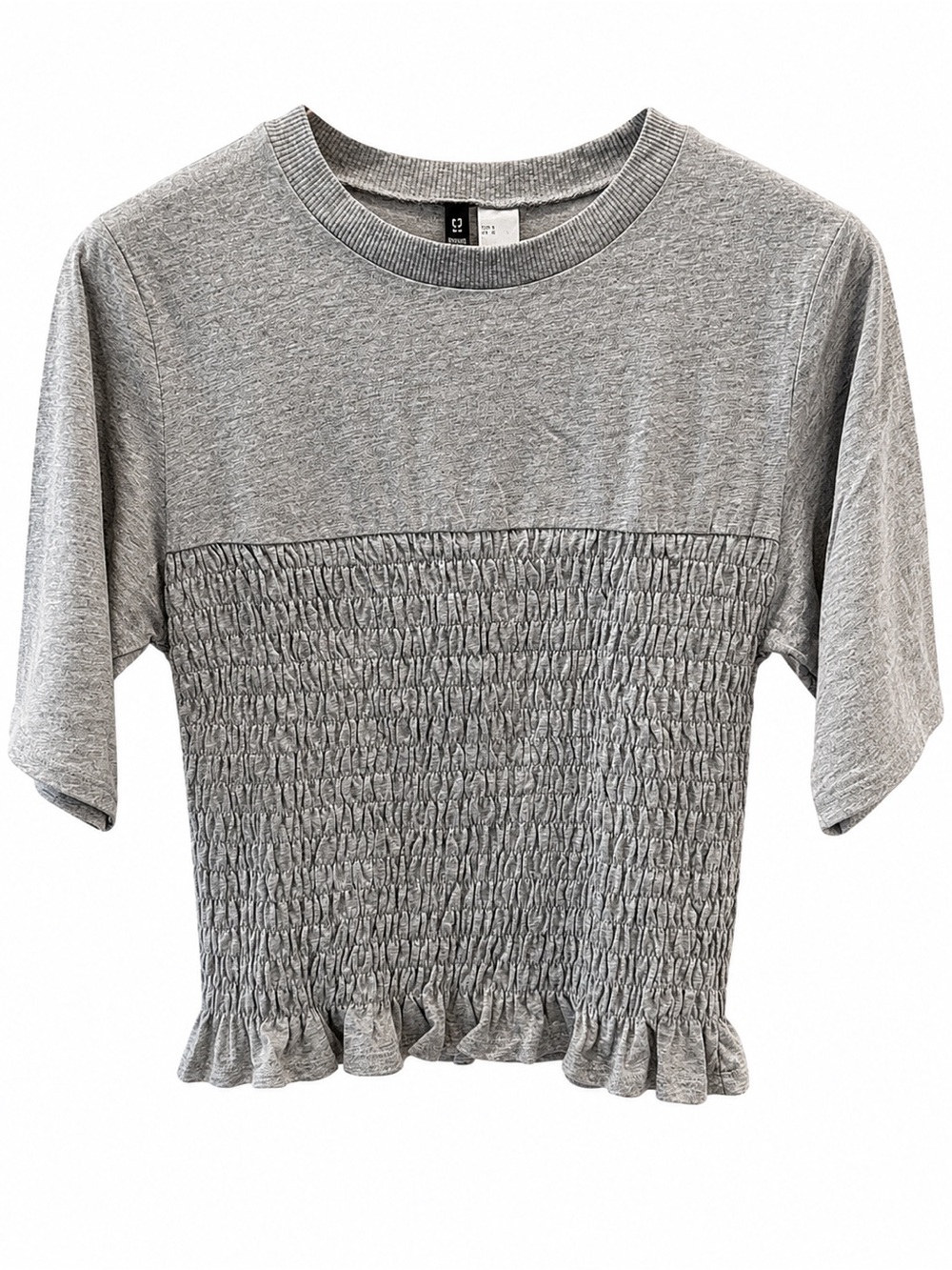 H&M Divided Light Gray Smocked Tee with Ruffle Hem